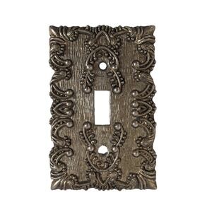 Vintage Hollywood Regency Decorative Toggle Switch Plate Pearl Maid Metal Brass